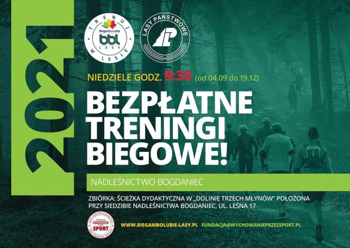Plakat&#x20;informujący&#x20;o&#x20;akcji&#x20;BiegamBoLubię&#x2c;&#x20;bezpłatne&#x20;treningi&#x20;biegowe
